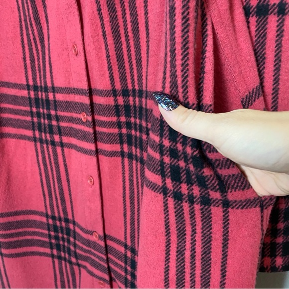 Universal Standard Maine Stretch Cranberry Plaid Flannel Shirtdress - Picture 7 of 11